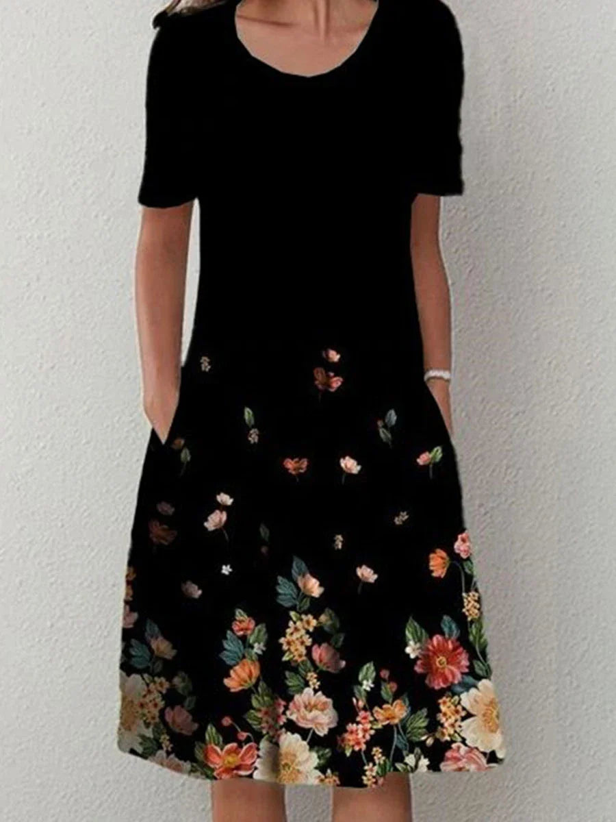 Maris Floral Short Sleeve Midi Dress