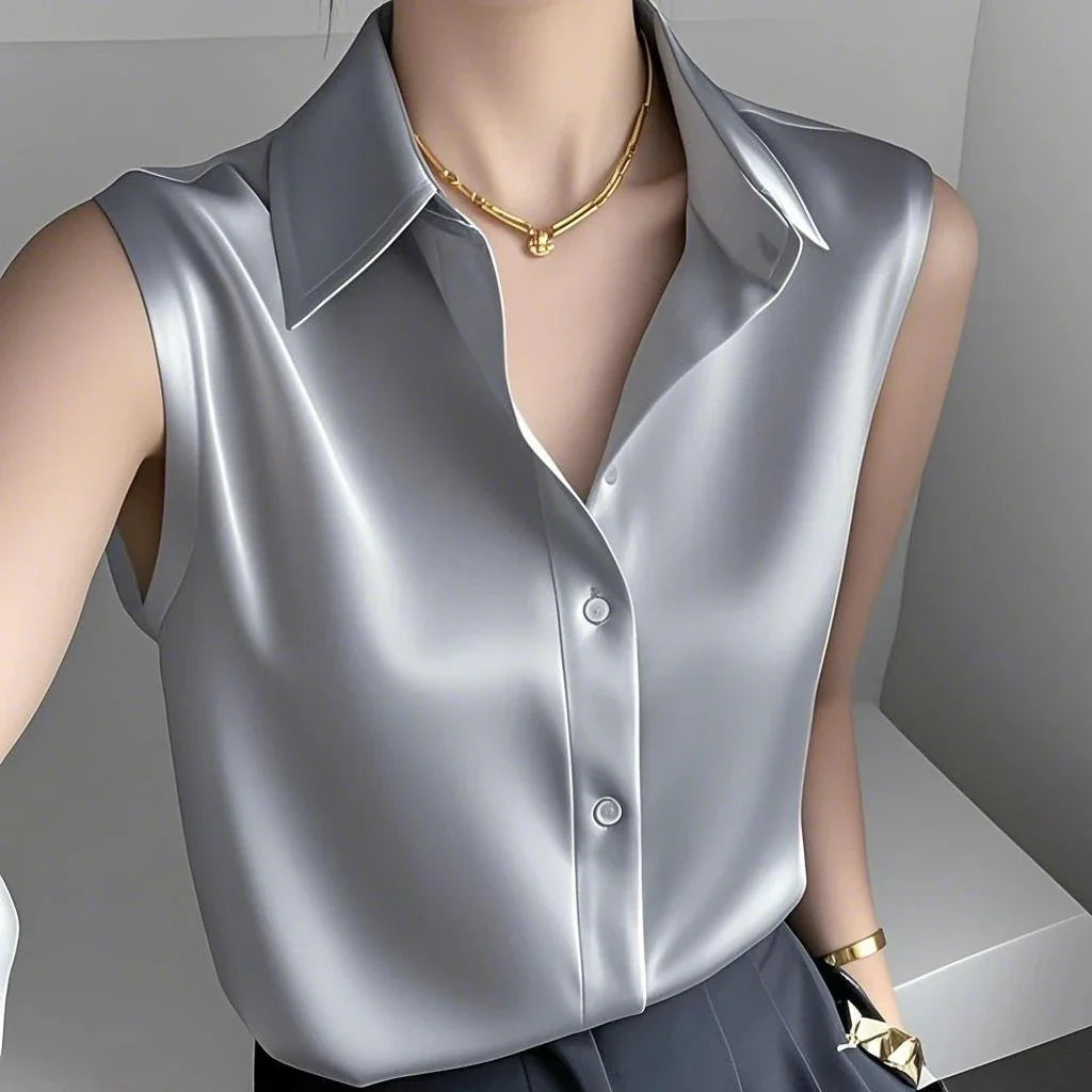 Alyssa Satin Sleeveless Blouse