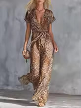 Althea Leopard Print Wide Leg Jumpsuit