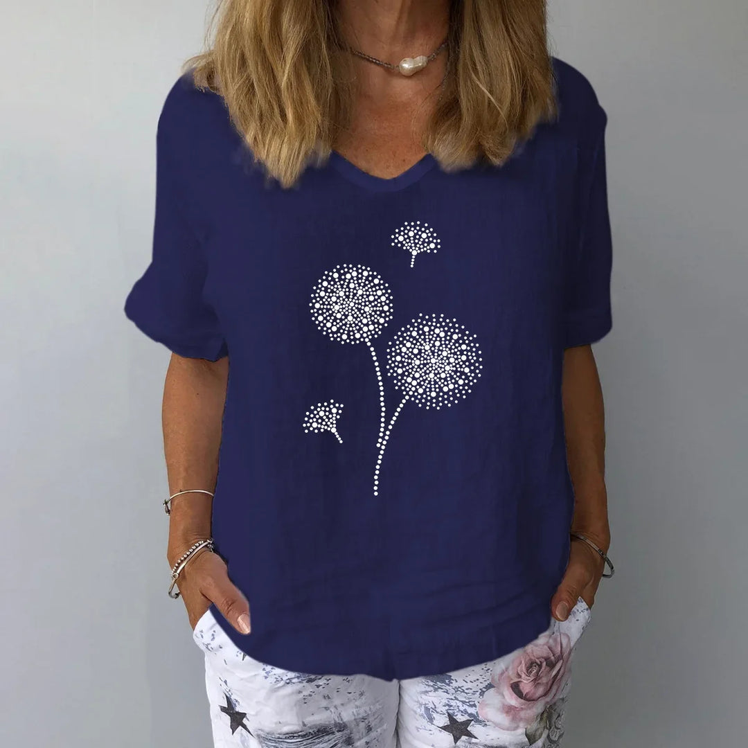 Emilia Botanical Linen Blouse
