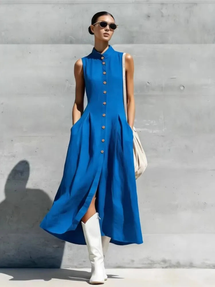 Miralisse Flowy Button Midi Dress