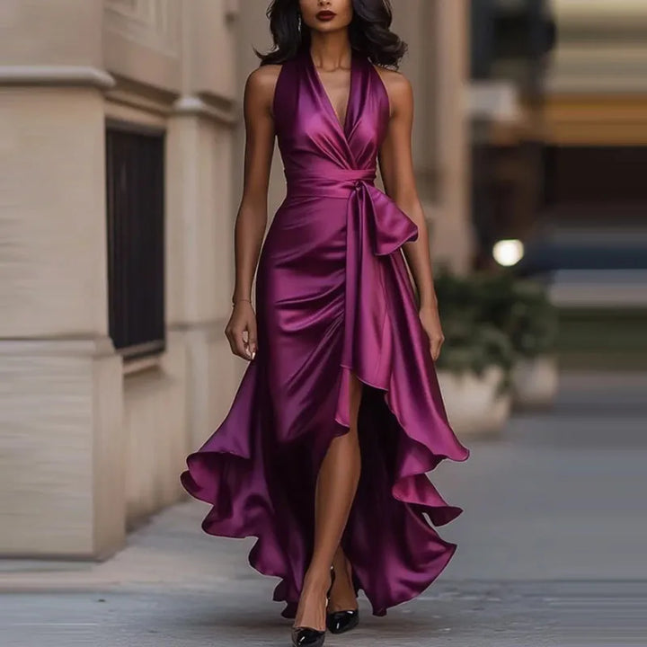 Ariella Halter Satin Maxi Dress