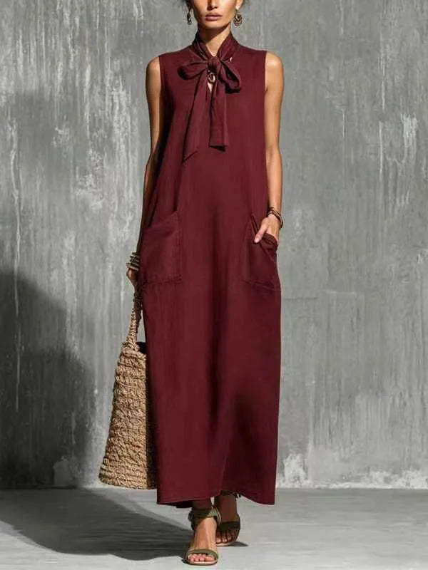 Serilda Vintage V Neck Short Sleeve Flowing Maxi Dress