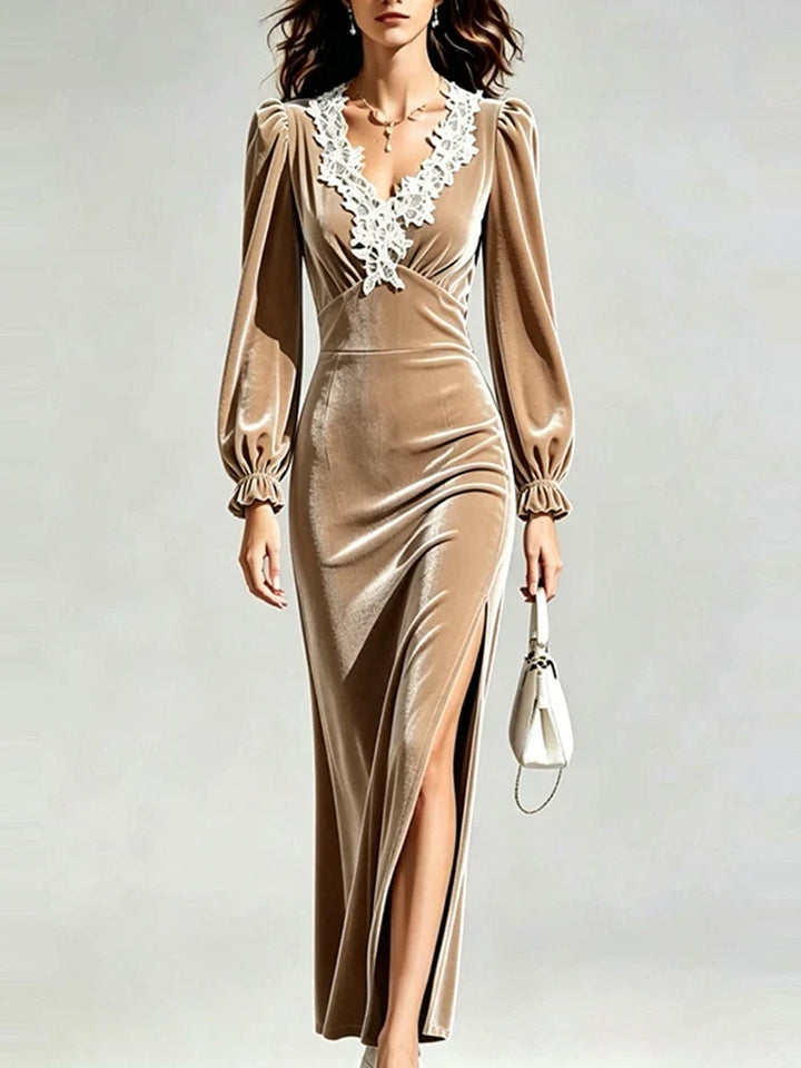 Liora Velvet Maxi Lace Dress