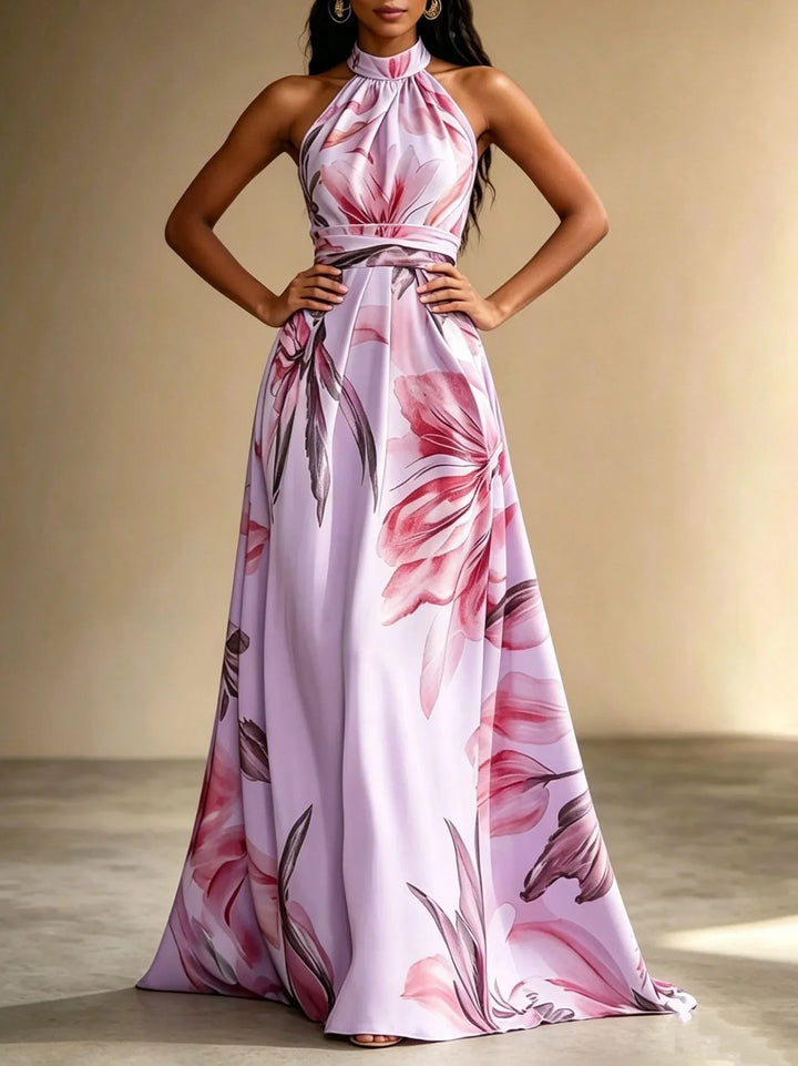 Lunelle Floral Halter Bohemian Maxi Dress
