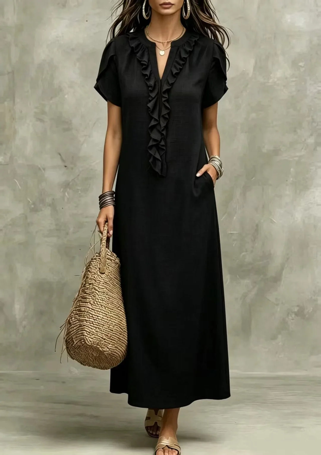 Evelyn Relaxed Ruffle Maxi Dress