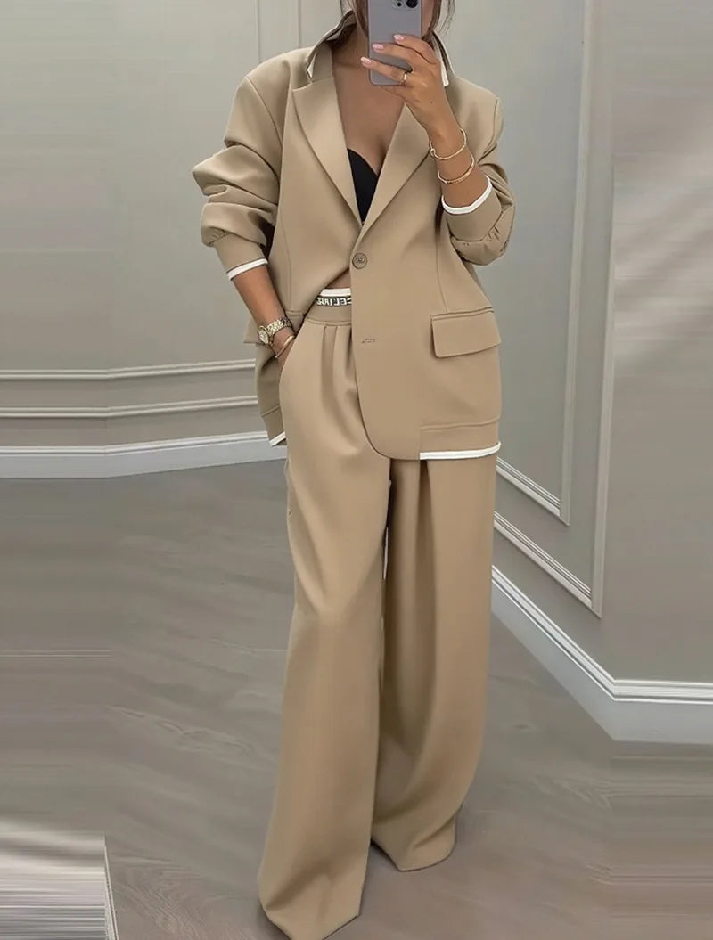Cassandra Contrast Trim Pant Suit