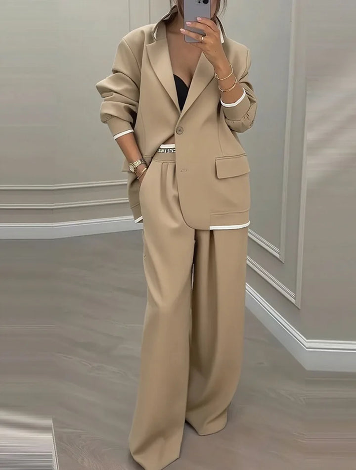 Cassandra Contrast Trim Pant Suit