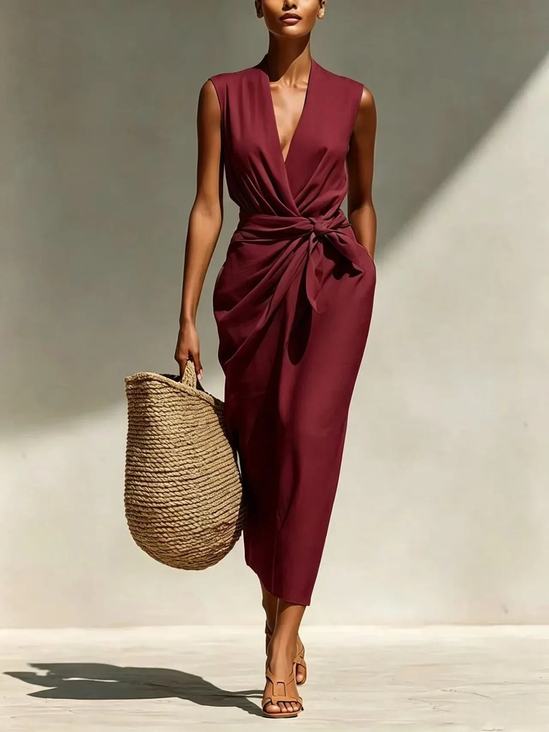 Angie Front Twist Midi Dress
