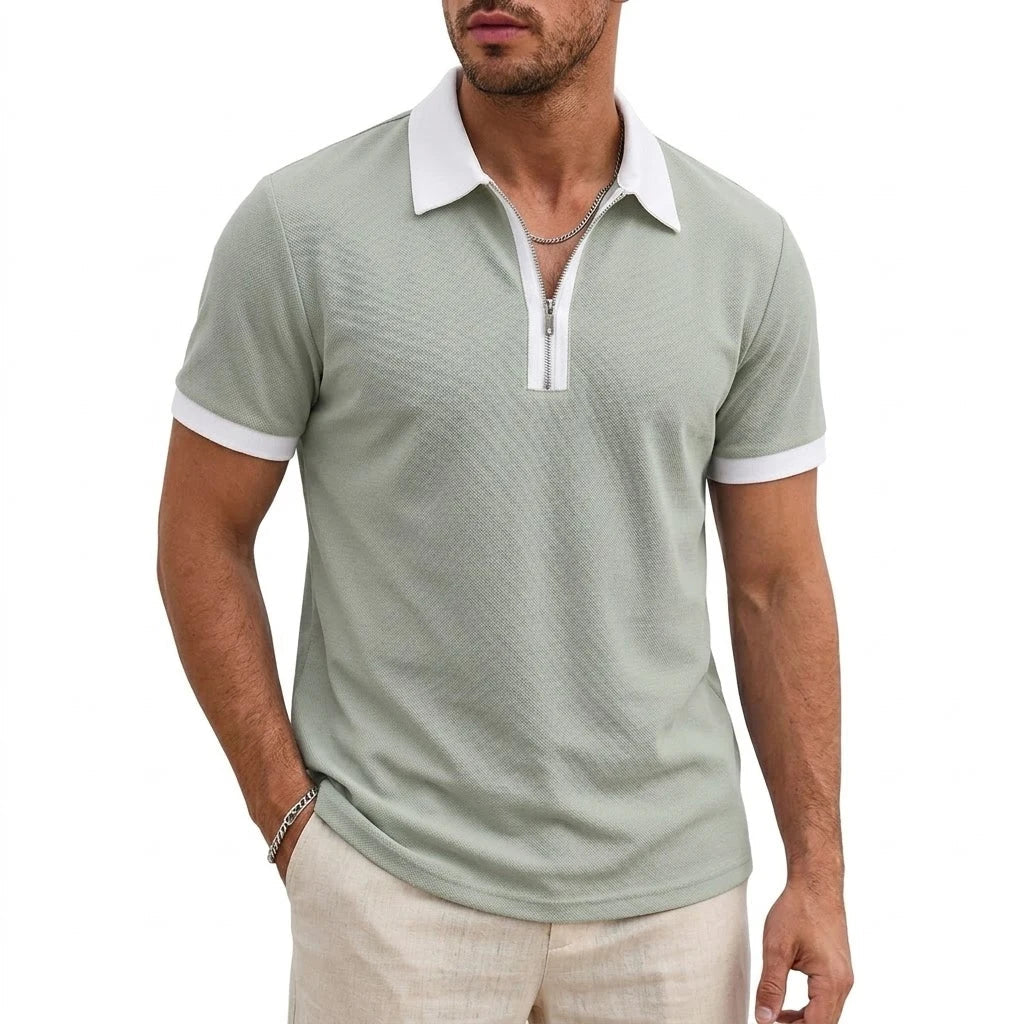 David Breathable Zipper Polo Shirt