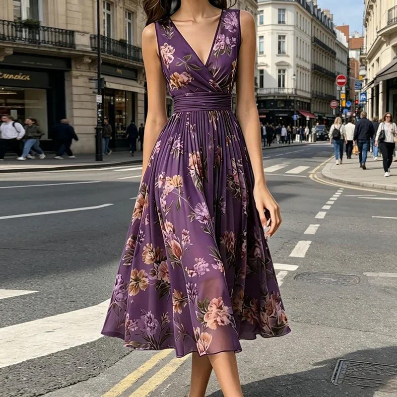 Maelle Floral Pleated Wedding Guest Dress