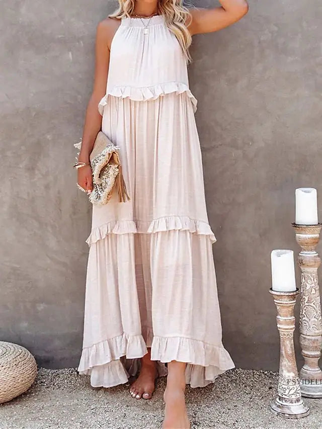 Avalon Ruffle Trim Maxi Dress