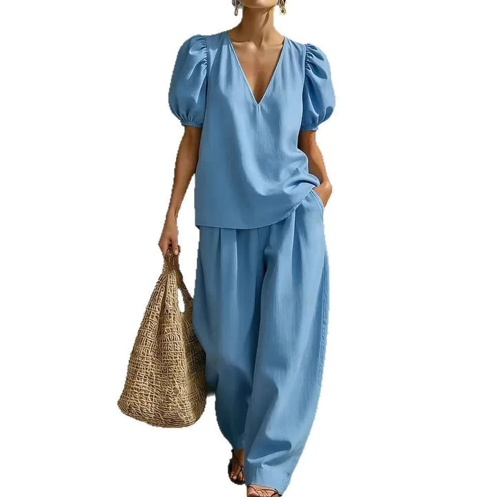 Liora Puff Sleeve Wide Leg Set