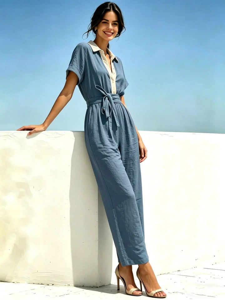 Cassandra Belted Short Sleeve Jumpsuit