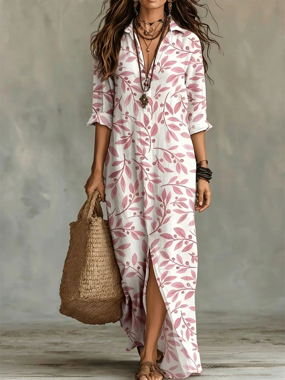 Carlotta Bohemian Print Long Shirt Dress