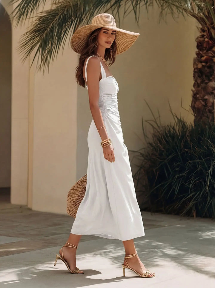 Felicity Ruched Backless Midi Dress