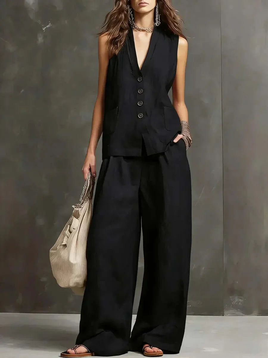 Hazel Breathable Linen Trouser Set