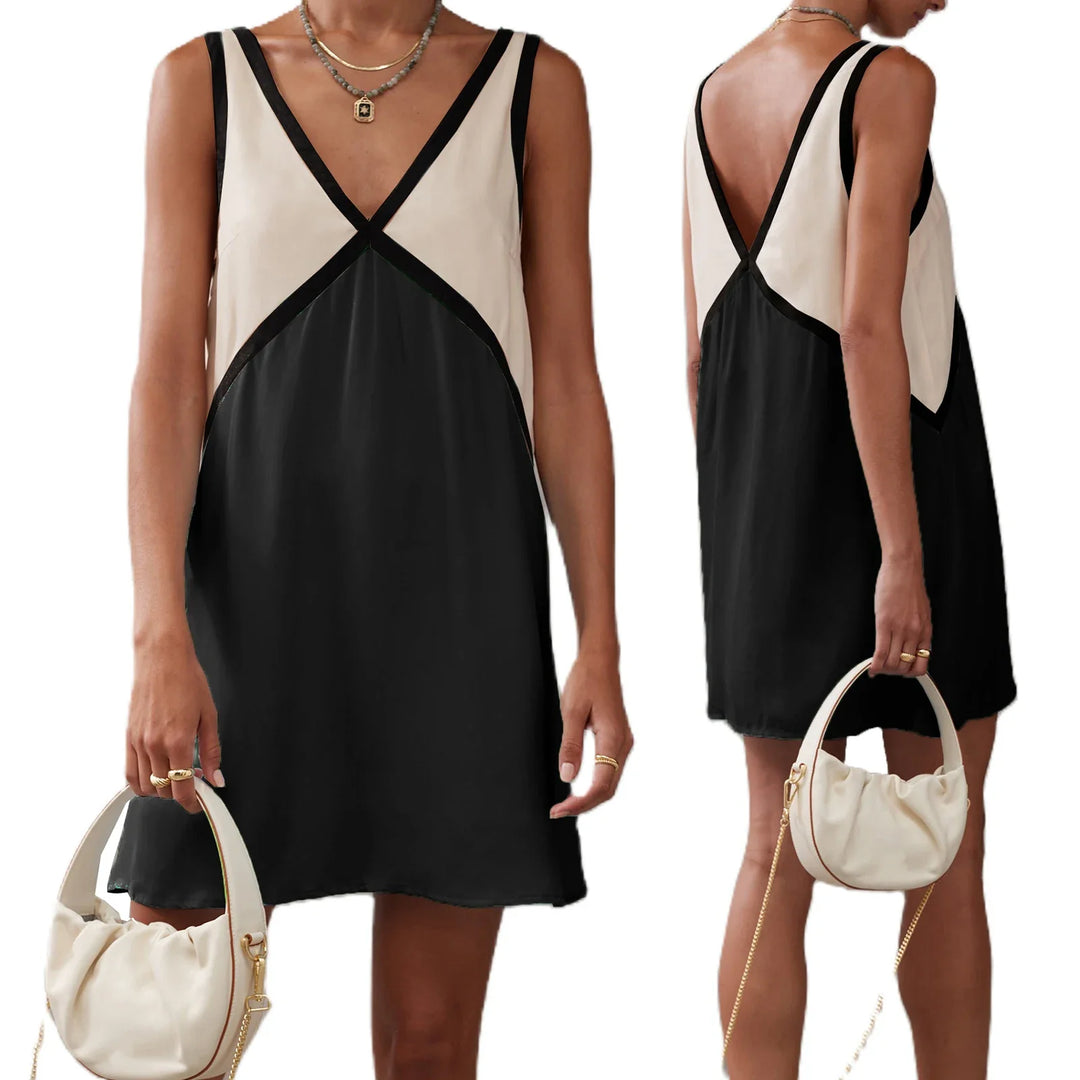 Reece Contrast V Neck Mini Dress
