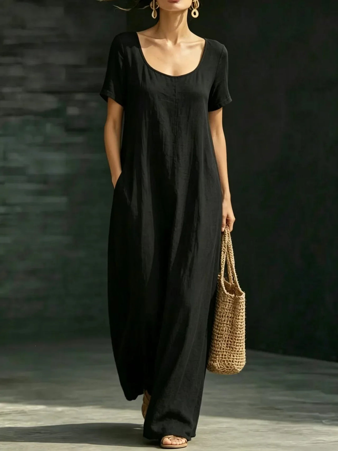 Serenella Casual Loose Fit A Line Maxi Dress