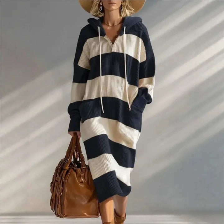 Solveig Striped Knit Hooded Dress