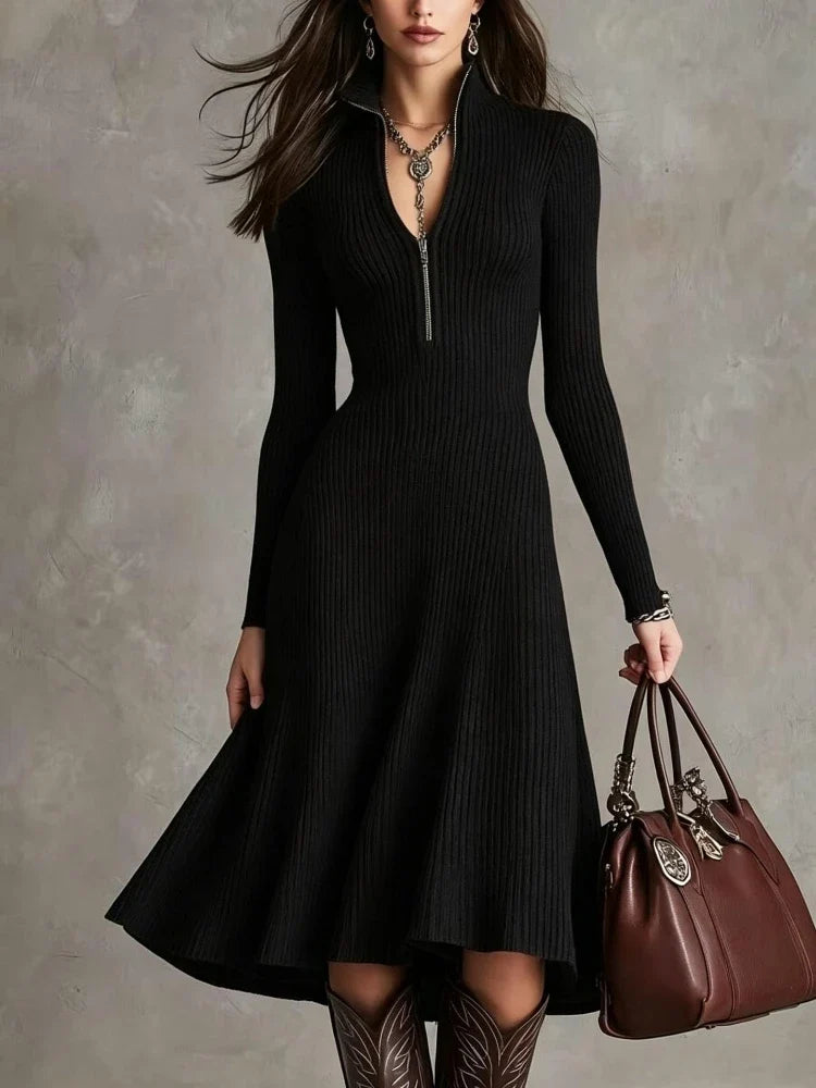 Corinne Quarter Zip Sweater Dress