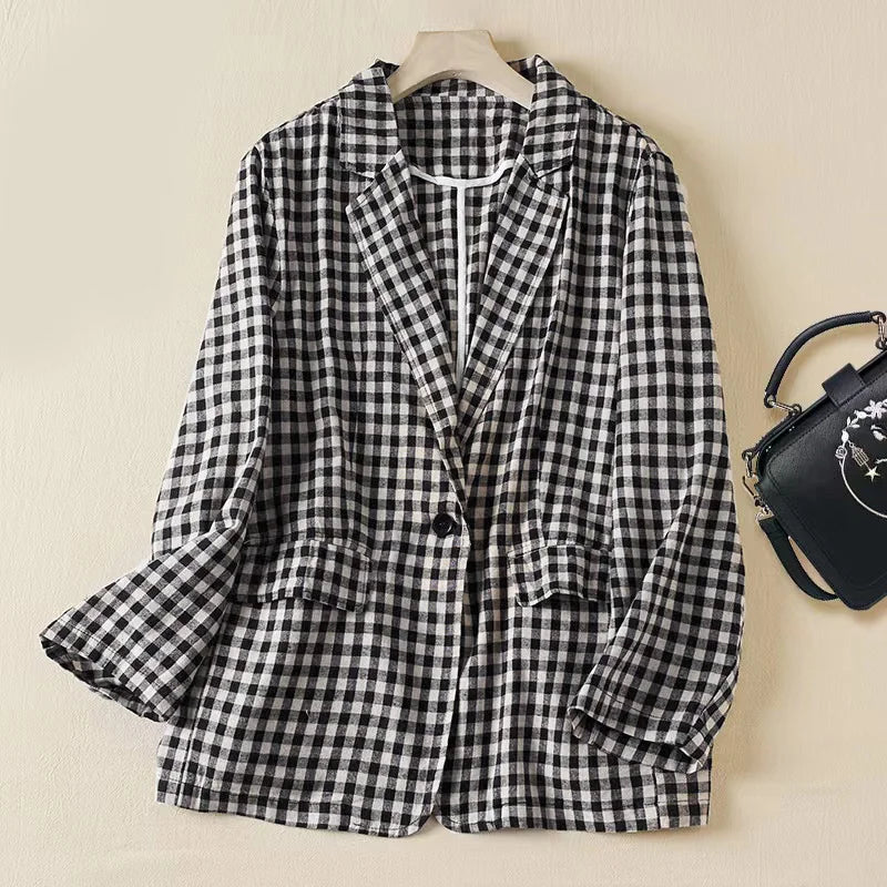 Nayeli Elegant Plaid Blazer