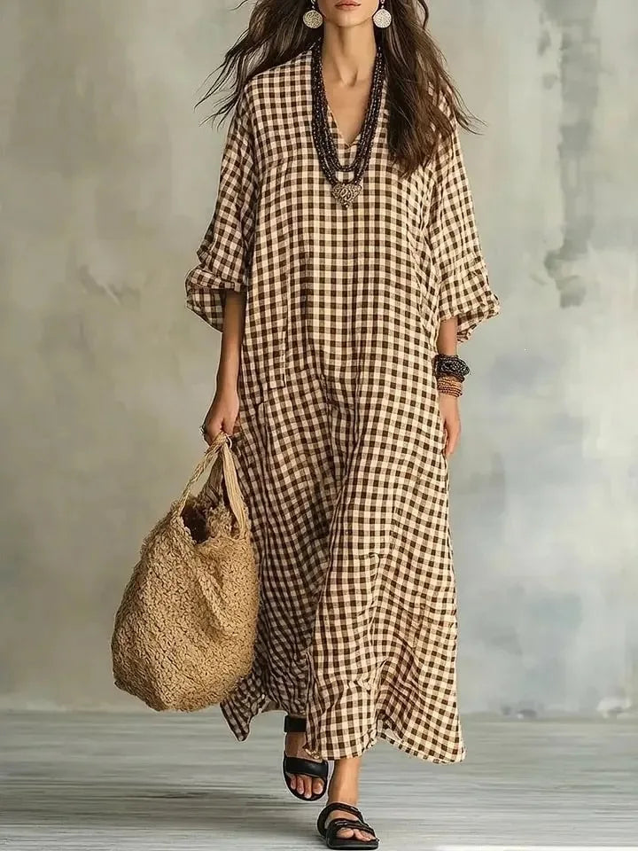 Mikayla Relaxed Plaid Maxi Dress