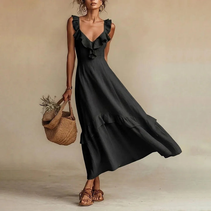 Zarina Flowing Ruffle Maxi Dress