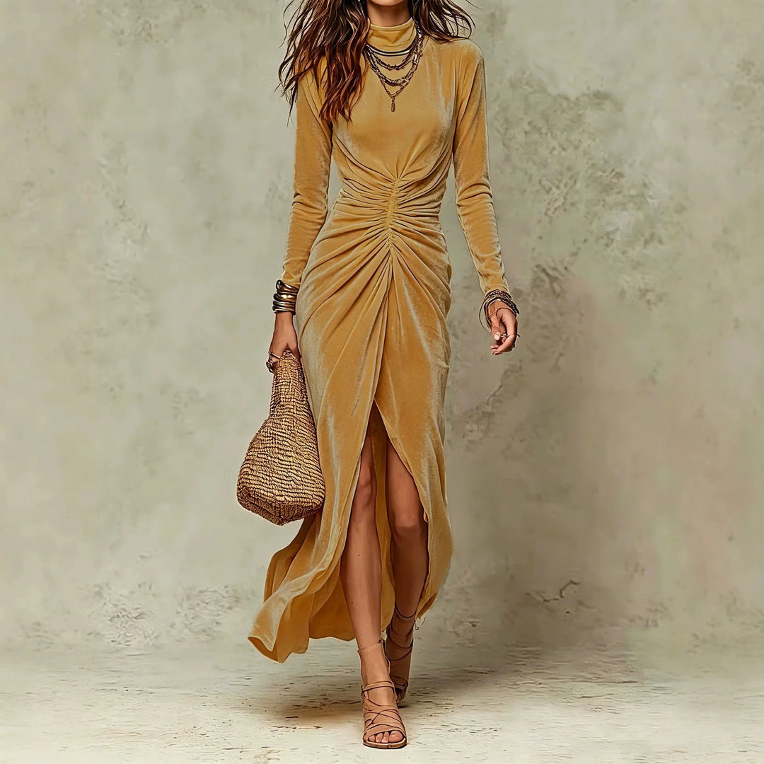 Savrani Mock Neck Maxi Dress