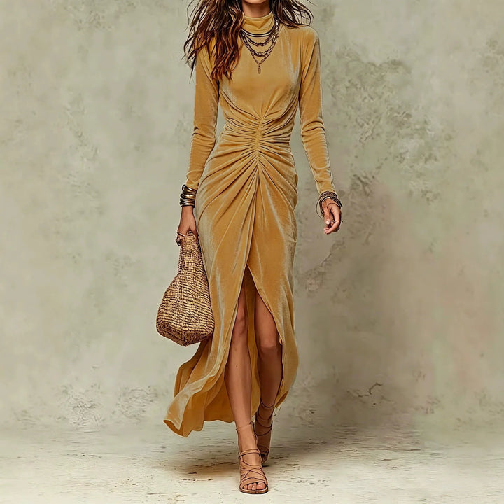Savrani Mock Neck Maxi Dress