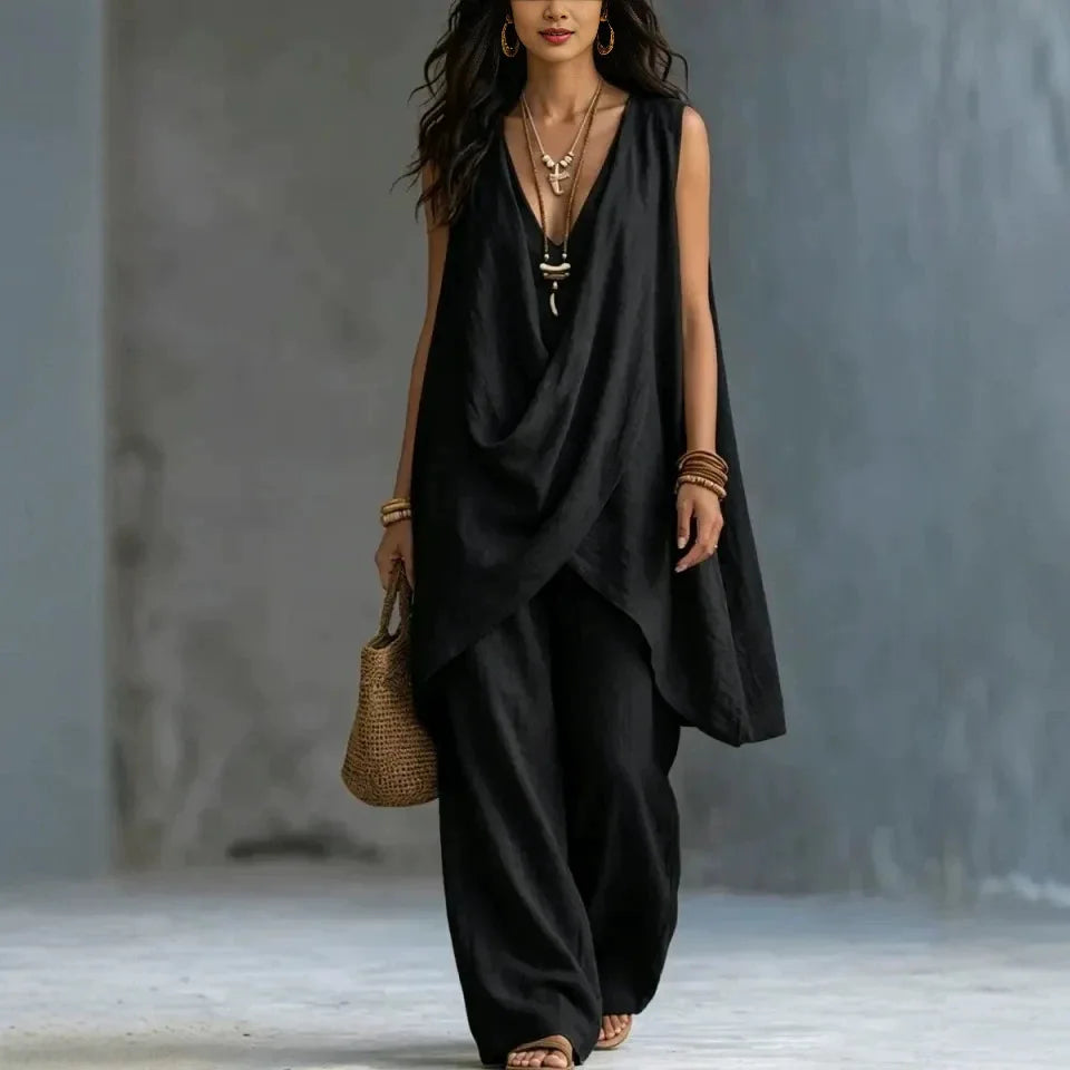 Celestia Draped Linen Set