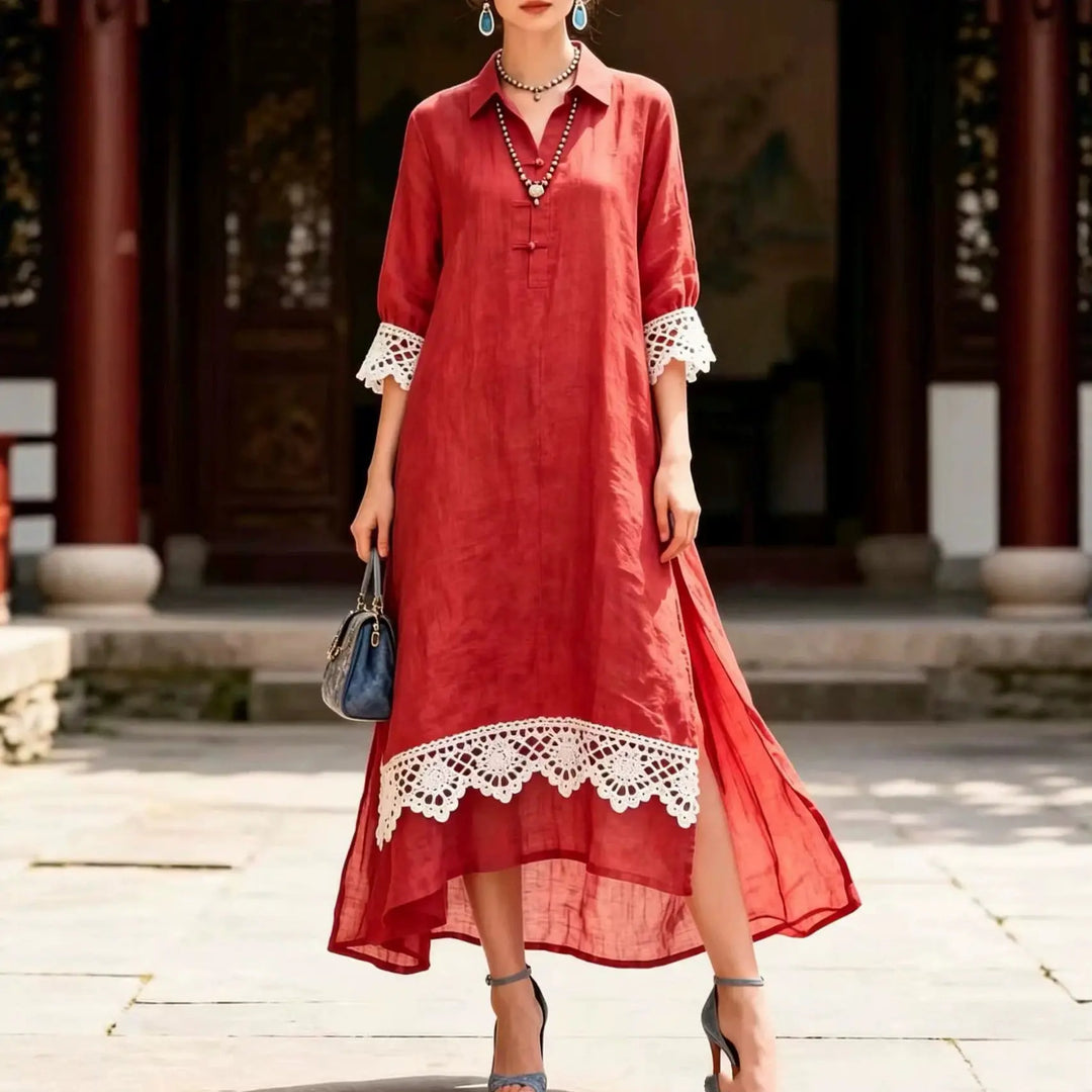 Amanda Lace Trim Midi Dress