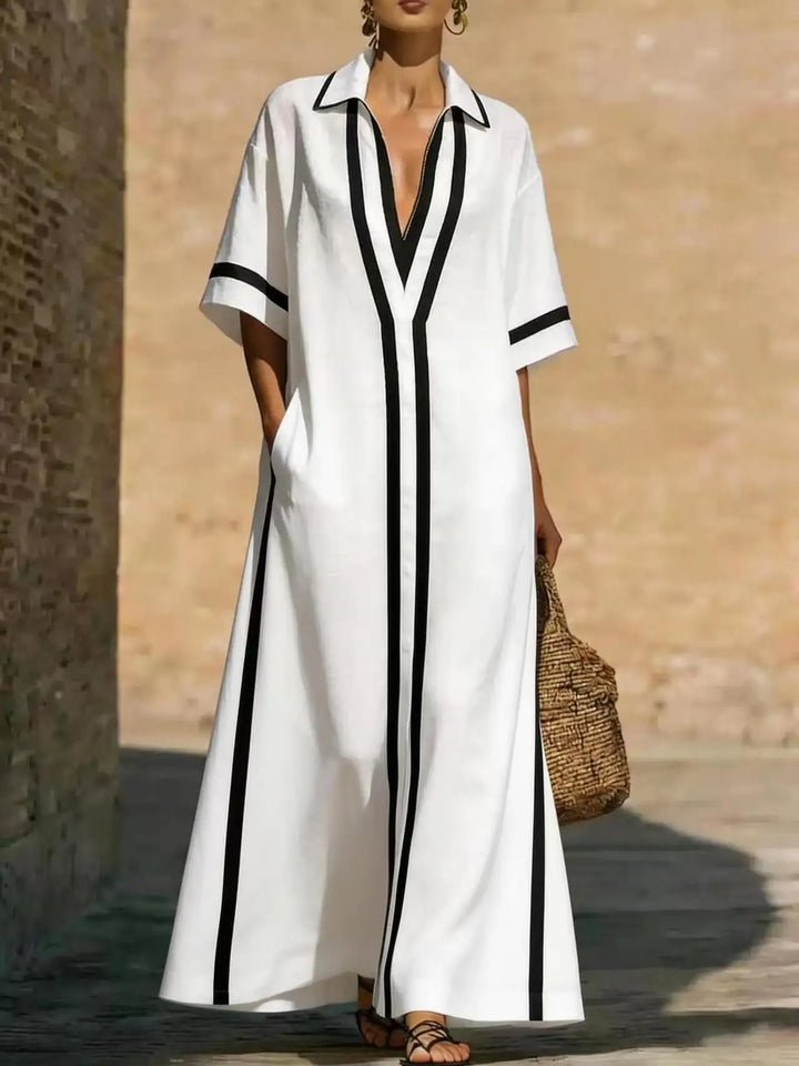 Aveline V Neck Shirt Long Dress