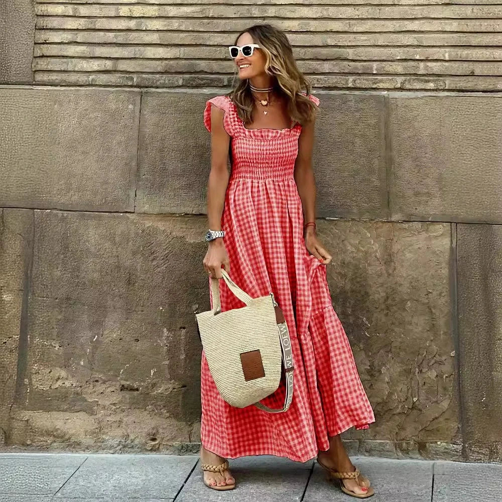 Magnolia Retro Plaid Sleeveless Long Dress