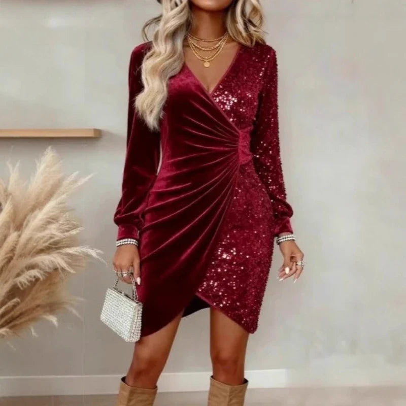Marcelline Sequin Wrap Dress
