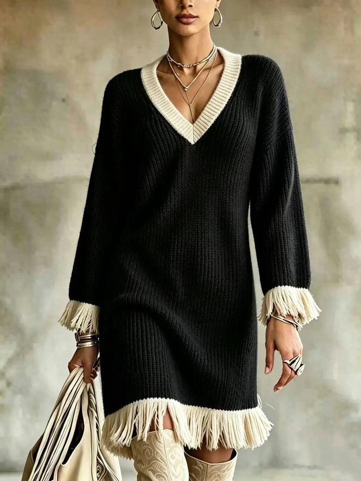 Amara Ribbed Fringe Dress