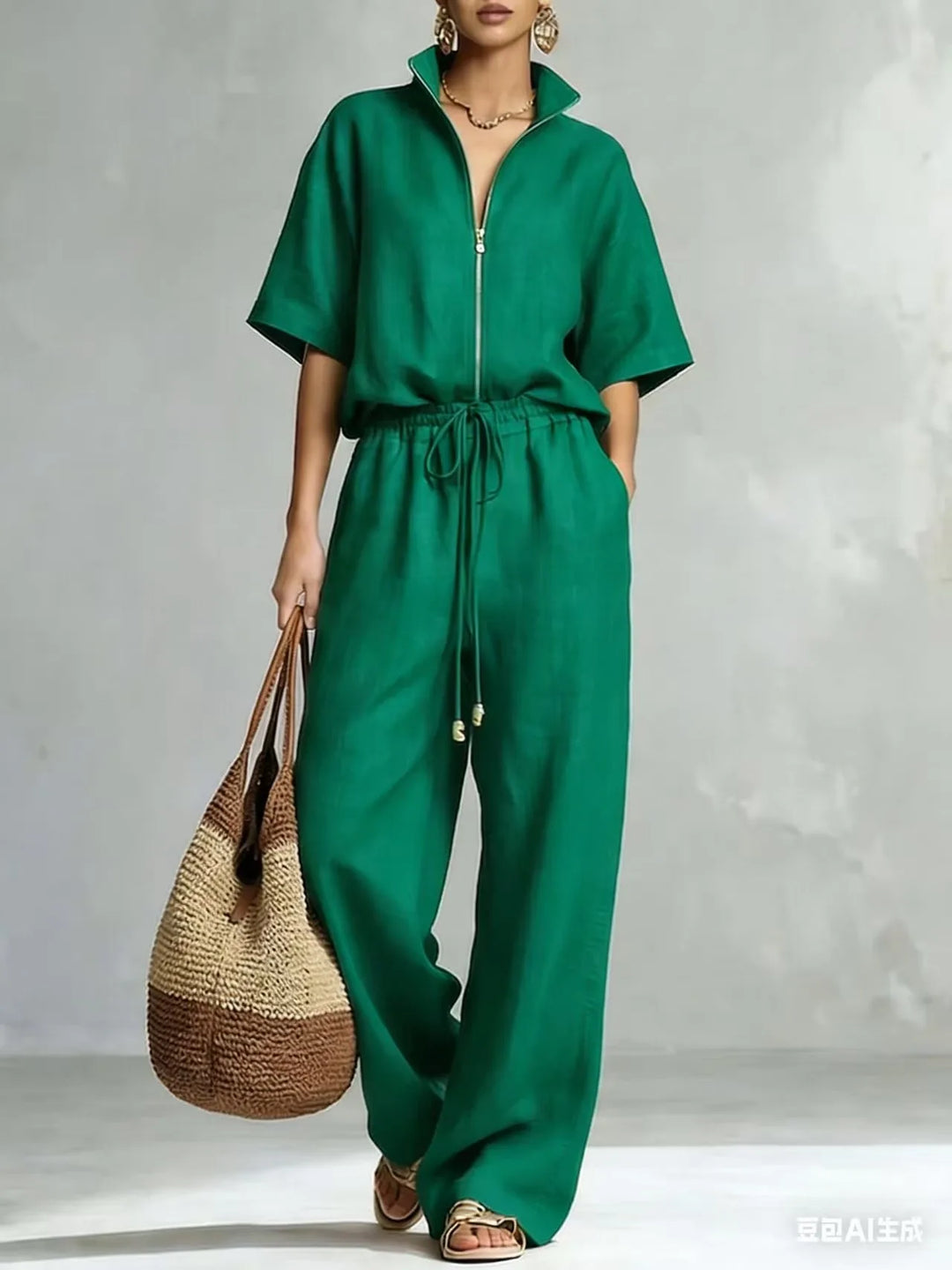 Lunaria Zip Front Trouser Matching Set