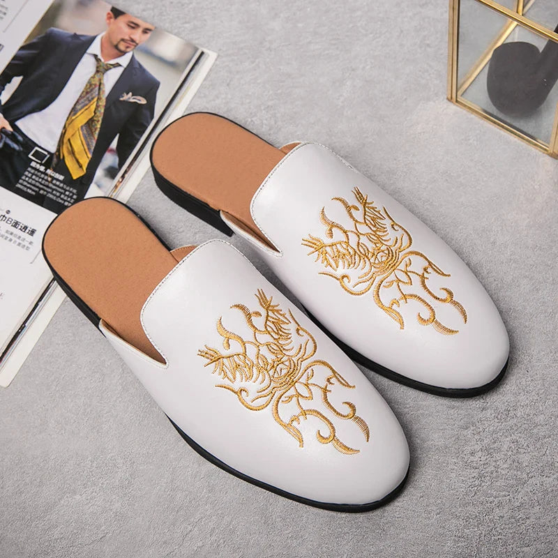 Ian Embroidered Mule Loafers