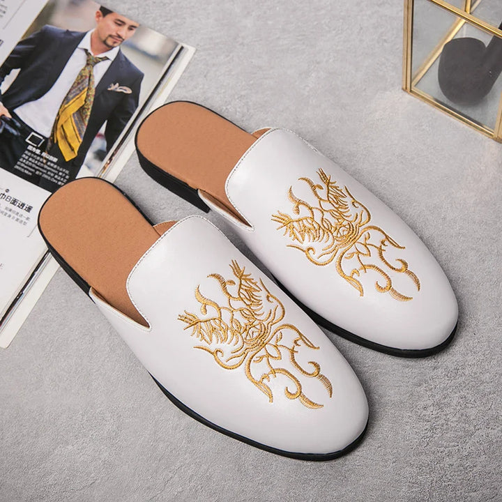 Ian Embroidered Mule Loafers