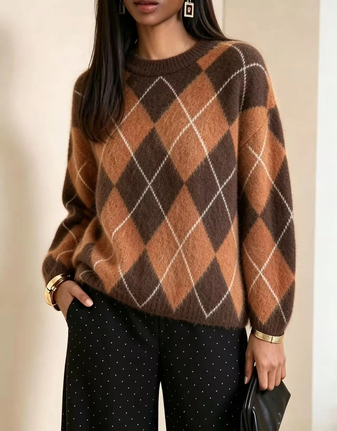 Harlow Argyle Crew Sweater