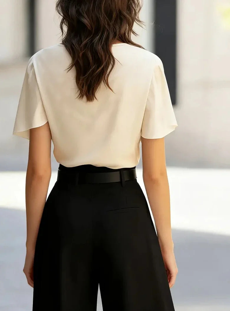 Sabria Draped Cowl Neck Blouse