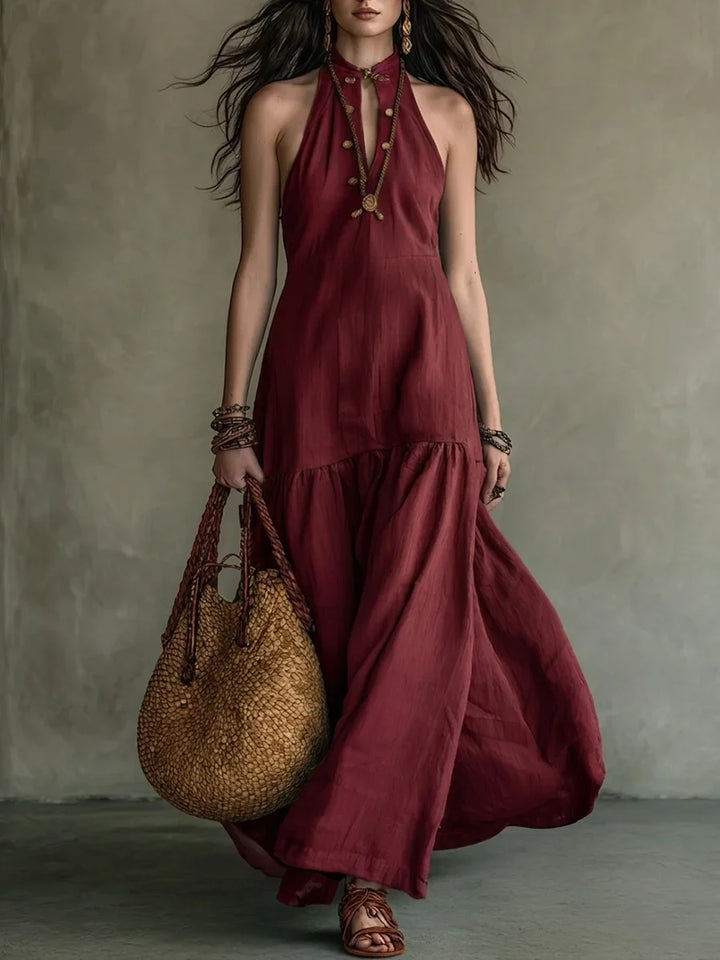 Saskia Elegant Ruffle Hem Maxi Dress