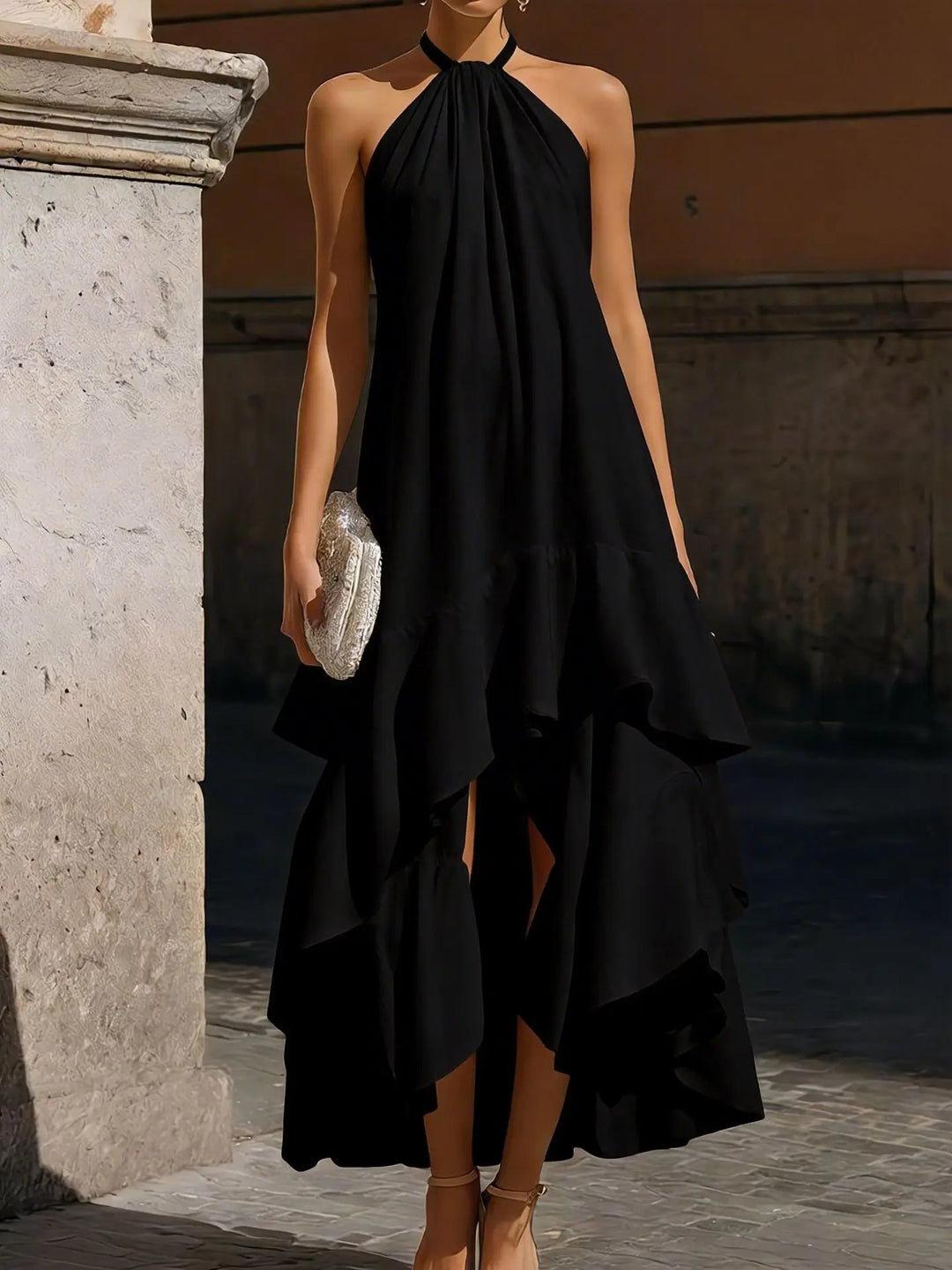 Joanna Flowing Halter Midi Dress