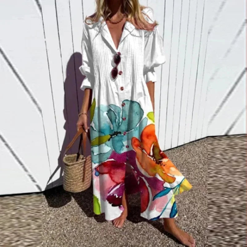 Odessa Casual Printed Long Sleeve Maxi Dress