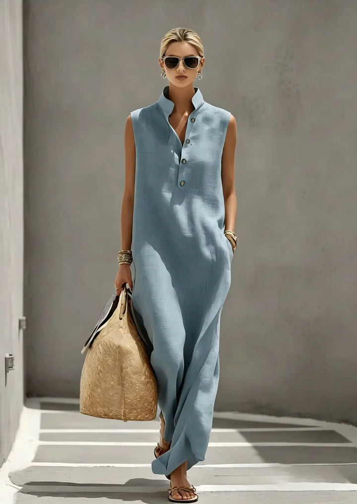 Aviana Elegant Chic Linen Maxi Dress