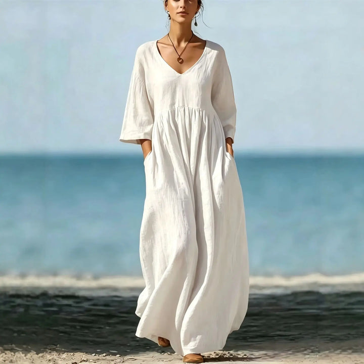 Maya Linen Blend Maxi Dress