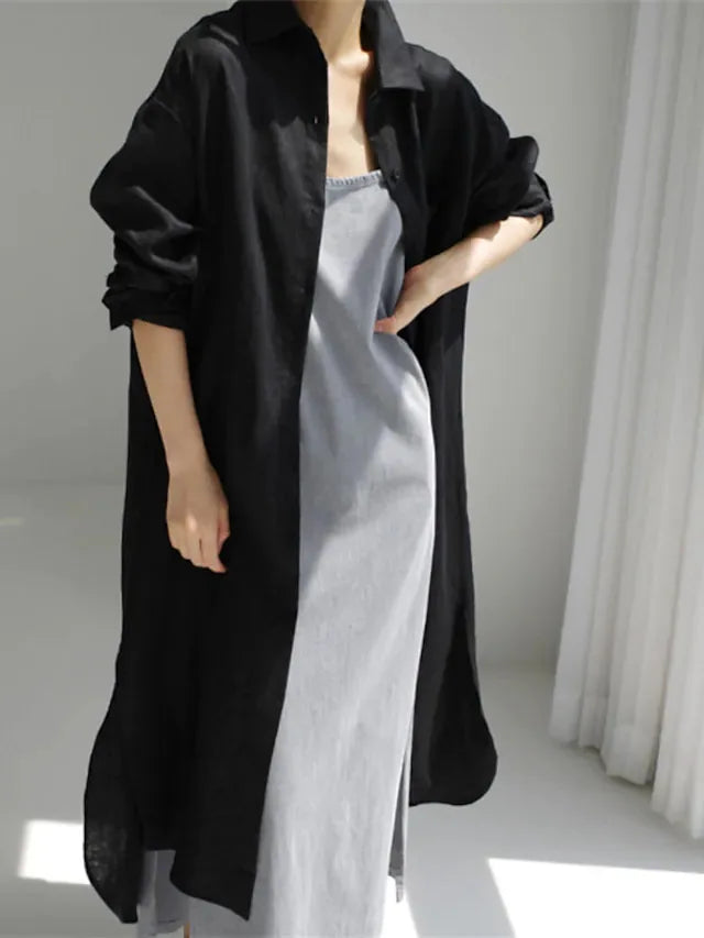 Roxana Button Front Long Sleeve Maxi Dress