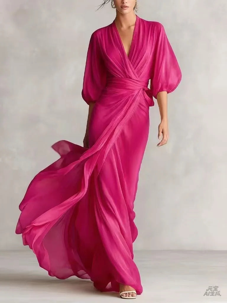 Vanessa V Neck Chiffon Dress