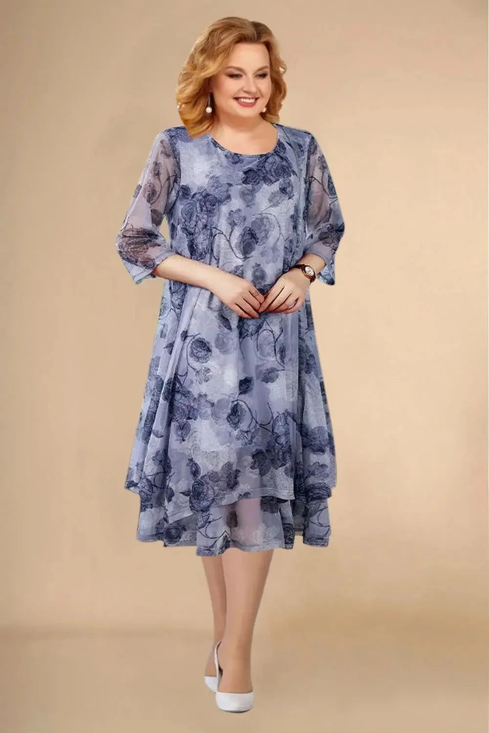 Reagan Floral Sheer Sleeve Midi Dress