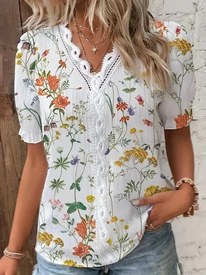 Jenna Floral V Neck Blouse